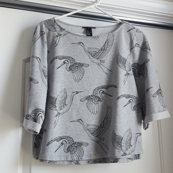 H M Tops Hm Crane Bird Half Sleeve Shirt Sweatshirt Poshmark